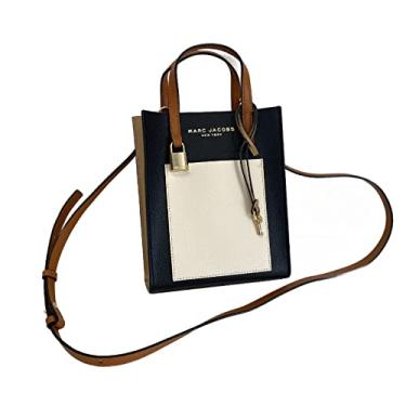Imagem de Marc Jacobs H002L03FA22 Mini bege amêndoa defumada/marrom/creme/preto com ferragens douradas bolsa carteiro feminina de couro bidirecional e bolsa de ombro, Preto, Mini
