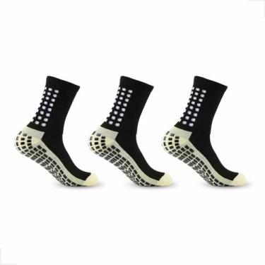 Imagem de Kit 3 Pares Meia Antiderrapante Futebol Cano Médio Esportiva - Luke Sp