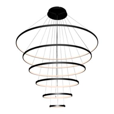 Imagem de PENDENTE (DCD03286) Φ20×40×60×80×100×120CM 264W 3000K 18480LM BIVOLT ALUMINIO PRETO+SILICONE CABO:5M