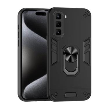 Imagem de Pzwoxukhov Capa compatível com Infinix Hot 50 Pro+ 4G, compatível com Infinix Hot 50 Pro Plus 4G Suporte magnético para carro à prova de choque e antiqueda, capa preta