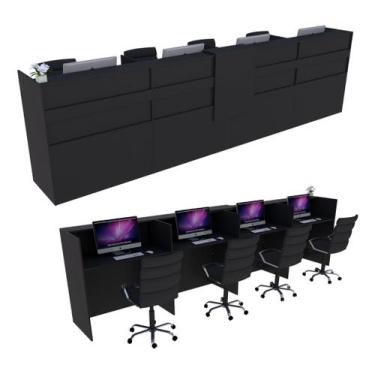 Imagem de Balcão Recepção Caixa 415cm Preto - Linha Premium - Mod 1.1 - Marcenar