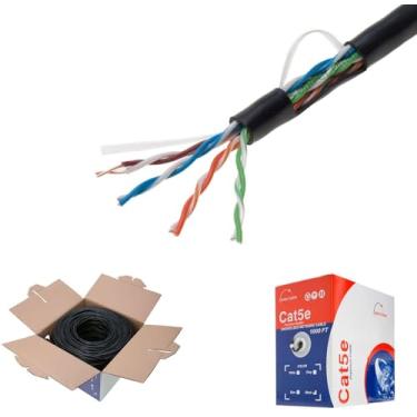 Imagem de Cables Direct Online 1000Ft Plenum Preto Cat5E Sólido 24Awg Cabo Cat5 Bulk Pull Box Rede Cca (Alumínio Revestido De Cobre) Fio, Pull Box