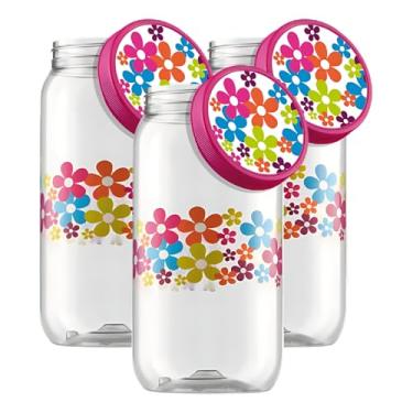 Imagem de Kit 3 Pote Plástico Porta Mantimentos Grande Tampa De Rosca 2,7 Litros (Margarida)