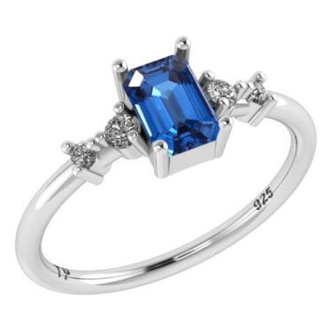 Imagem de Anel Viena Retangular Pura Prata 925 - Safira - Tudo Prata, 23