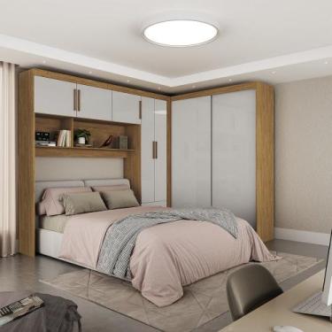 Imagem de Quarto Modulado Casal 7 Portas Belém Carioca Móveis, Cinamomo/Off Whit