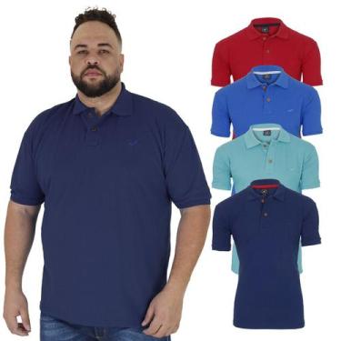 Imagem de Kit 4 Camisa Polo Plus Size Masculina Piquet - Daze Modas, Azul royal 