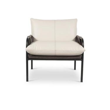 Imagem de Poltrona de Couro Decorativa Mona OffWhite/Café- Touro e Cia