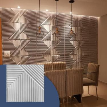 Imagem de 1 Placa Revestimento 3D Decorativo 50x 50cm Parede TV Ripado Painel Al