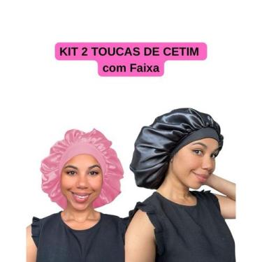 Imagem de Anny Beleza - Kit 2 Touca de Cetim Toca de Cetim Seda com Faixa