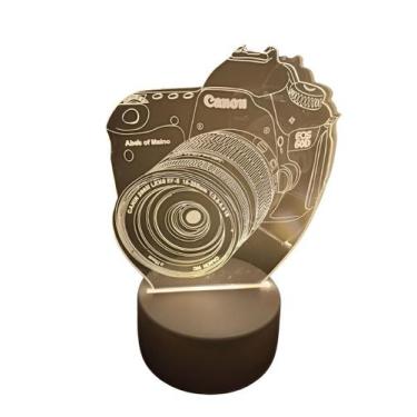 Imagem de Luminária Abajur Câmera de Fotografia Acrílico Led 3d Mesa Quarto Namo