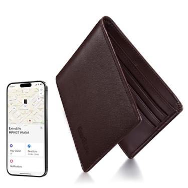 Imagem de Wallet for Men, Built-in Bluetooth Tracker with Apple Find My (iOS Only), Air Tag Wallet, Leather RFID Blocking Bifold Mens Wallets with GPS Tracker, Rechargeable, Gift for Him, Brown