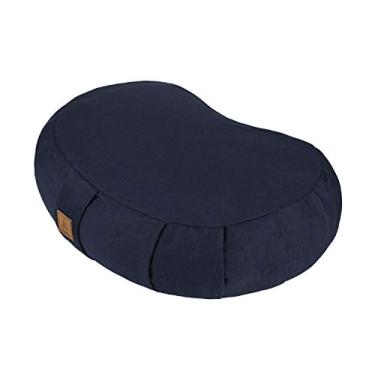 Imagem de Almofada de meditação Zafu Crescent da FelizMax, Zabuton Yoga, Almofada de meditação, Bolsa de chão, Almofada de ioga, Capa de algodão orgânico com zíper, Trigo sarraceno natural, Almofada ajoelhada - Grande, Azul marinho