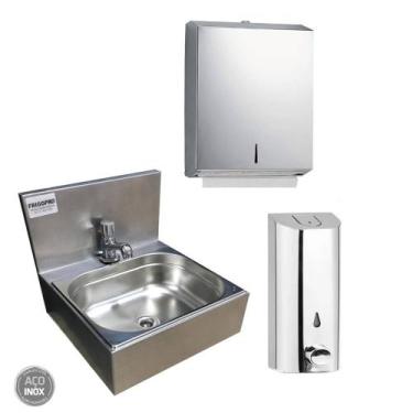 Imagem de Kit Higienização Frigopro Pia de Inox + Saboneteira +Dispenser
