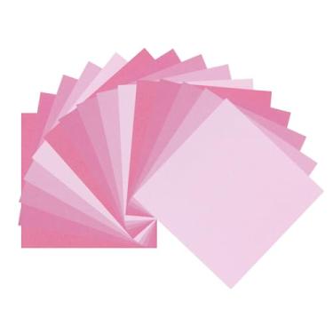 Imagem de DMiotech 100 folhas de papel origami de 10 x 10 cm grande, papel de origami quadrado rosa, 7 cores, papel colorido de dupla face, fácil de dobrar, para artes e artesanato faça você mesmo