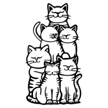 Imagem de Xedatric Arte de parede de gato elegante – Silhueta de gato de metal preto elegante para decoração de casa, perfeita para vários cômodos e espaços ao ar livre