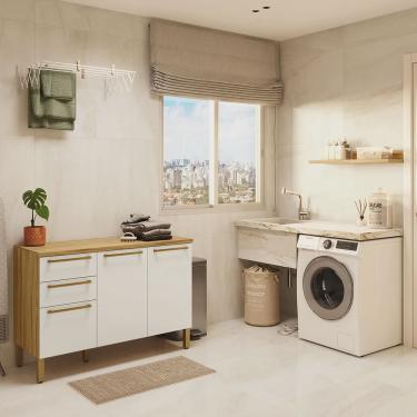 Imagem de Conjunto para Lavanderia com 2 Peças 100% Mdf Itália Espresso Móveis