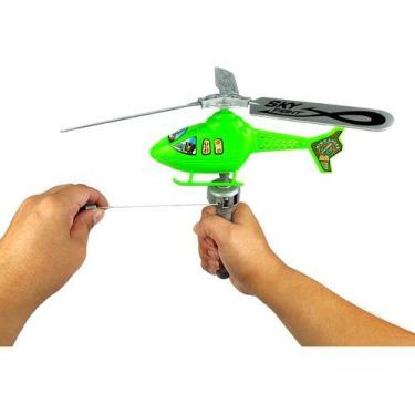 Imagem de Helicóptero De Brinquedo Com Lançador À Corda Puxa Voa - Importado, Ve