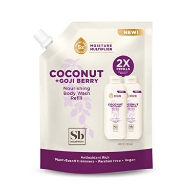 Imagem de Soapbox Refil de sabonete líquido corporal, coco + Goji Berry pacote de refil de sabonete a granel, vegano + hidratante rico em antioxidantes com manteiga de karité, peptídeos e queratina promotora B3