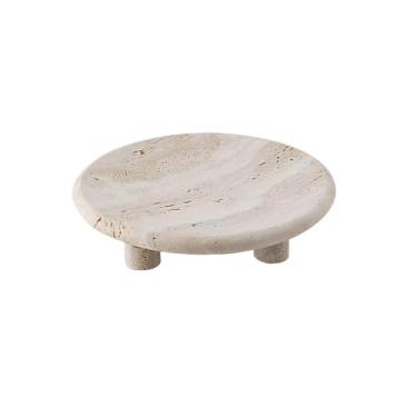 Imagem de Bandeja de serviço Bandeja de decoração de pedra da caverna, bandeja de armazenamento de pés altos, frutas secas, bandeja dim sum, estilo creme, sobremesa, conjunto de bolo, prato Bandeja decorativa