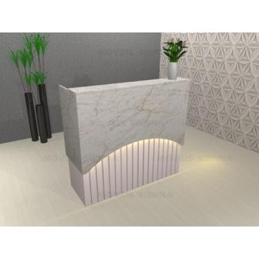 Imagem de Balcão Ripado Recepção orgânico Rosa Milk Shake e marmorizado com LED 