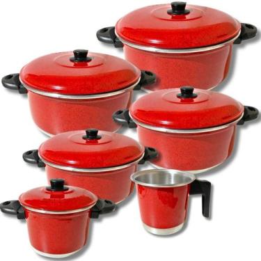 Imagem de Jogo De Caçarola Panela 6 Peças Alumínio Color - GAL Alumínios, Vermel