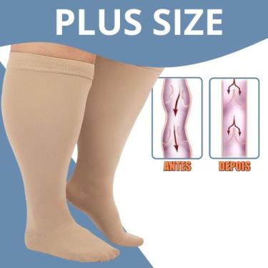 Imagem de Meia Plus Size Para Tratamento De Varizes Trombose 3/4 Alta Compressão