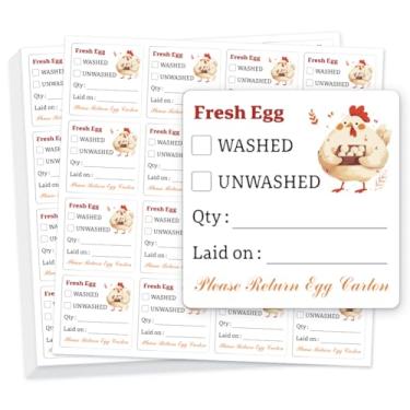 Imagem de GOMAKERER 320 peças de etiquetas de caixa de ovos, adesivo quadrado de fazenda fresca, adesivo de PET para embalagem de ovos para caixa de recipiente, suprimentos agrícolas, 50,8 mm