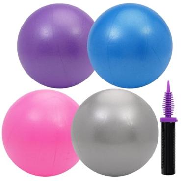 Imagem de WOCUME Pacote com 4 pequenas bolas de exercício, mini bola de pilates de 23 cm, mini bola de ioga para pilates, ioga, treinamento de núcleo, alongamento, fisioterapia, exercícios abdominais
