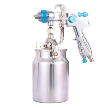 Imagem de Pistola de pulverização profissional HVLP para sifão - Copo de tinta antigotejamento 1000cc com ponta de bocal tamanho 1,7 mm