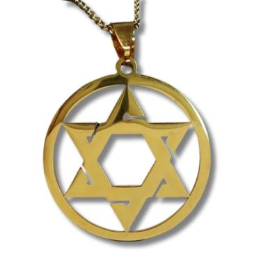 Imagem de Colar Masculino "Estrela do Rei" em Aço Inoxidável 60cm – Símbolo de Fé e Proteção, Design Sofisticado e Elegante – Acompanha Bolsa de Veludo