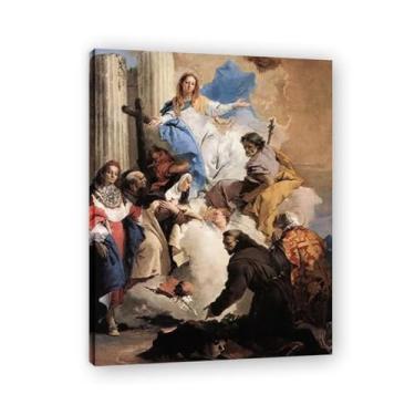 Imagem de A Virgem com Seis Santos Giovanni Battista Tiepolo Impressão em tela – Obra-prima rococó barroca, pintura escolar de Veneza, pintura a óleo decorativa para galeria doméstica 20 x 26 cm