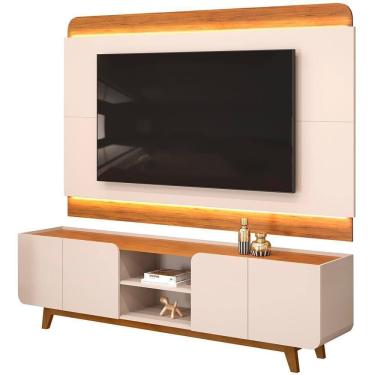 Imagem de Rack Para Sala Com Painel Para Tv 75 Pol Led Cine D05 Off White Freijó - Lyam Decor