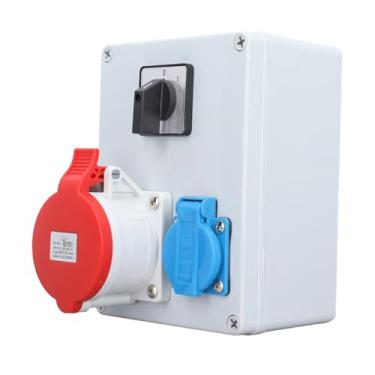 Imagem de Caixa de Alimentação CEE, Caixa de Distribuição Energia Parede CEE, Fiação Flexível 5p 32a 16a Com Botão Nivelamento 2 Níveis, IP44 à Prova d'água e Eletrônica