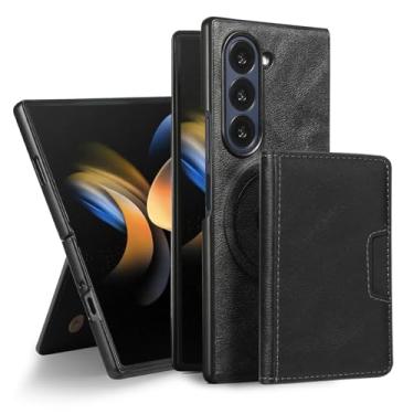 Imagem de HAO RIYLN Capa de couro para Samsung Galaxy Z Fold6, capa magnética ultrafina com carteira destacável vintage business capa à prova de choque, preta, Z FOLD6