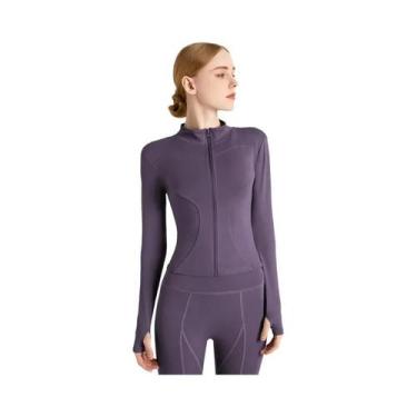 Imagem de Jaqueta de Treino Feminina Slim Fit (S-3XL) - Manga Comprida para Yoga