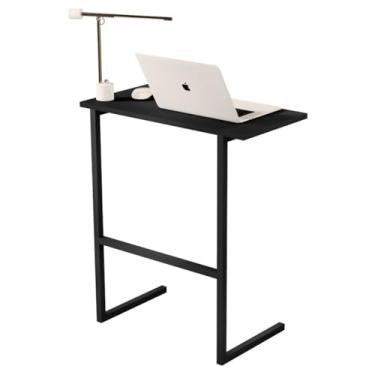 Imagem de Mesa Lateral de Apoio para Sofá e Notebook Industrial Pés De Ferro (Preto)