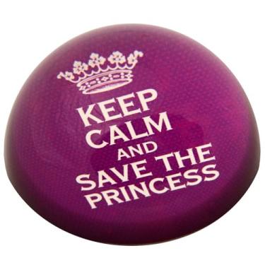Imagem de Peso de Papel Decorativo 'Keep Calm and Save the Princess', Roxo, com Coroa Real