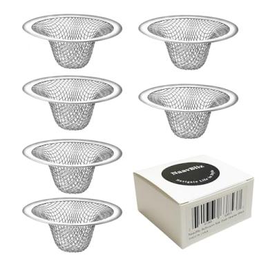 Imagem de NaavBliz Pacote Com 6 Filtros De Ralo Malha Para Pia Banheiro - 2,12" Topo / 1" Pequeno Coletor Cabelo Aço Inoxidável Pia, Lavatório, Varanda, Área Serviço, Trailer, Piso
