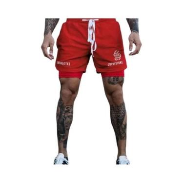 Imagem de Shorts Masculino 2 em 1 para Academia e Corrida - Secagem Rápida e Res
