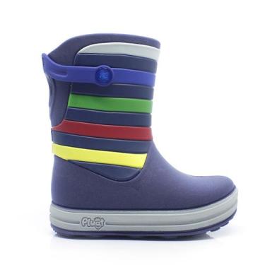 Imagem de Galocha Infantil Masculina Plugt Azul Marinho Bota Coturno Impermeável