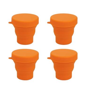 Imagem de Copo Retrátil de Silicone, 150ml, Amarelo, Com Tampa, Kit 4 Unidades (Laranja)