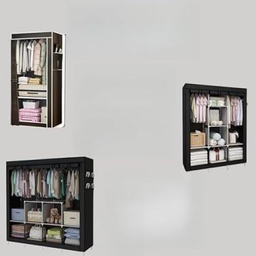 Imagem de Guarda Roupa Dobrável Organizador De Roupas Armário Grande(PRETO,CASAL)