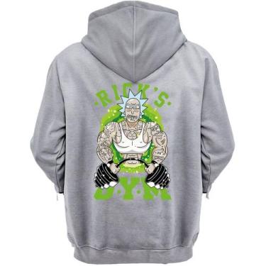 Imagem de Casaco de frio moletom estampado Ricks Gym blusa capuz canguru - JK, C