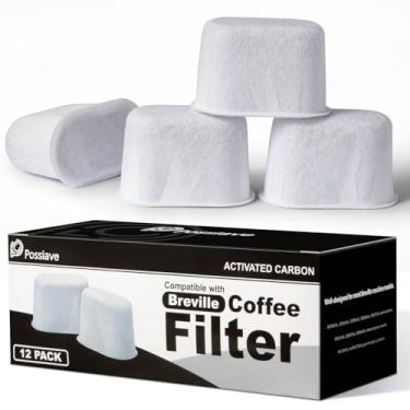 Imagem de Filtros de água de carvão ativado Possiave compatíveis com máquinas Breville, filtros de café BWF100, pacote com 12