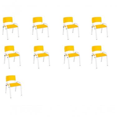 Imagem de Kit 9 Cadeira Iso Infantil Creche, Escola Base Branco Amarelo