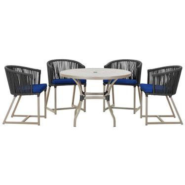 Imagem de Mesa com 4 Cadeiras de Jantar Roma 100cm e Noronha em Aluminío 