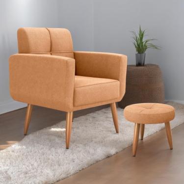 Imagem de Jogo Poltrona E Puff Para Sala Oliver Boucle Mostarda