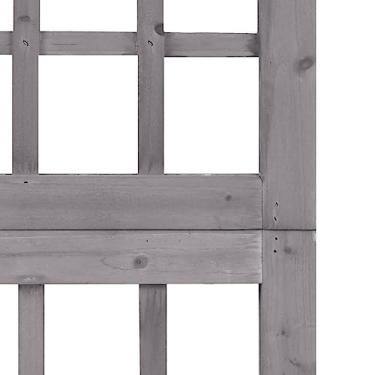 Imagem de Divisória de 6 painéis de treliça cinza de abeto sólido 242,5 x 180 cm, suporte forte, dobrável, uso interno, suporte de plantas. Divisor de quarto, privacidade e conforto.