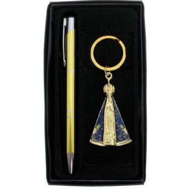 Imagem de Chaveiro Nossa Senhora Aparecida com Caneta e Estojo  - Santinhos do B