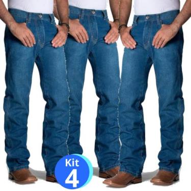 Imagem de Kit 4 calça jeans reto sem stretch tradicional trabalho básica - DSjea